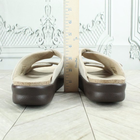SAS Cozy Cream Leather Hook Loop Double Strap Slip On Slides Sandals Size 10 N - Picture 8 of 9